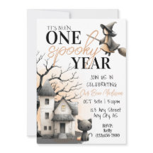 Convite de Aniversário de 1 Ano Halloween One Spoo