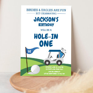 Convite de Aniversário de 1 Ano Hole In One Golf P
