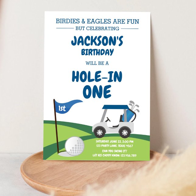 Convite de Aniversário de 1 Ano Hole In One Golf P (Criador carregado)