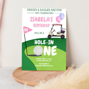 Convite de Aniversário de 1 Ano Hole In One Golf P