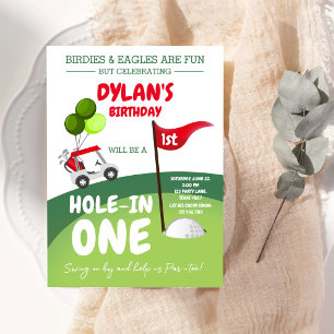 Convite de Aniversário de 1 Ano Hole In One Golf P