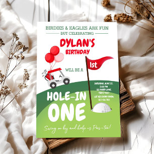 Convite de Aniversário de 1 Ano Hole In One Golf P
