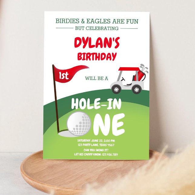 Convite de Aniversário de 1 Ano Hole In One Golf P (Criador carregado)