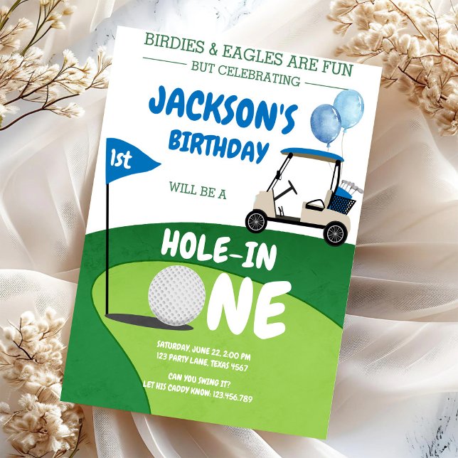 Convite de Aniversário de 1 Ano Hole In One Golf P (Criador carregado)