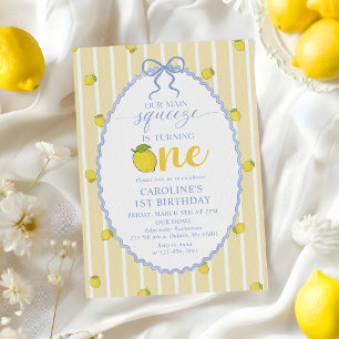 Convite de Aniversário de 1 Ano Lemon Our Main Squ
