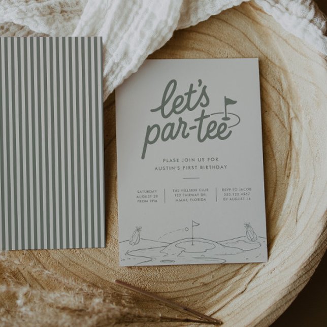 Convite de Aniversário de 1 ano Lets Par-tee Golf (Criador carregado)