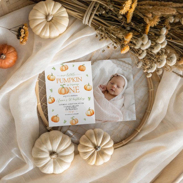 Convite de Aniversário de 1 Ano Little Pumpkin Pho (Criador carregado)