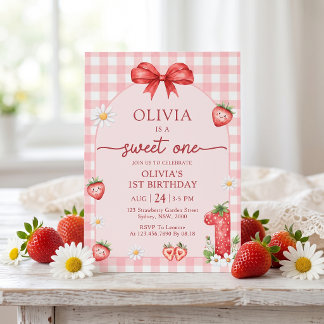 Convite de Aniversário de 1 Ano Menina Doce Morang