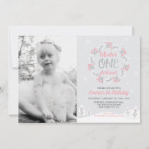 Convite de Aniversário de 1 Ano Menina Inverno One
