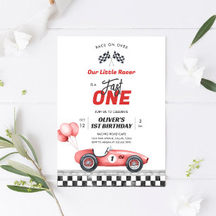 Convite de Aniversário de 1 Ano Menino Carro de Co