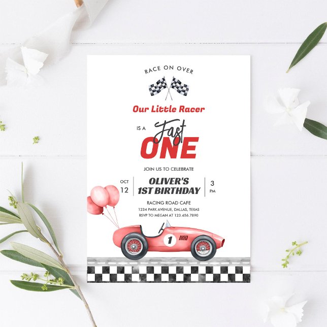 Convite de Aniversário de 1 Ano Menino Carro de Co (Criador carregado)