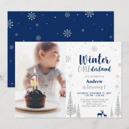 Convite de Aniversário de 1 Ano - Menino Inverno O