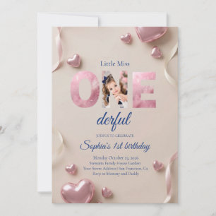 Convite de Aniversário de 1 Ano "One-derful" Foto 