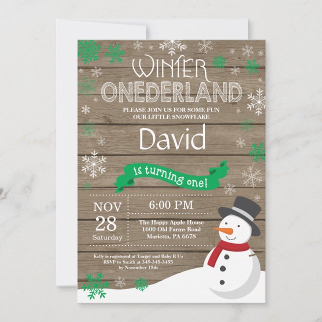 Convite de Aniversário de 1 Ano Onederland de Inve (Frente)