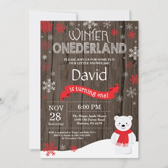 Convite de Aniversário de 1 Ano Onederland de Inve (Frente)