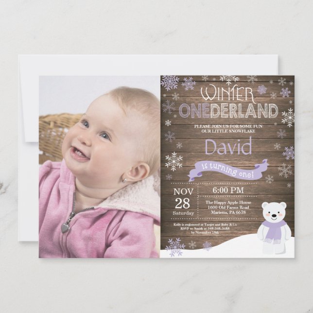 Convite de Aniversário de 1 Ano Onederland de Inve (Frente)