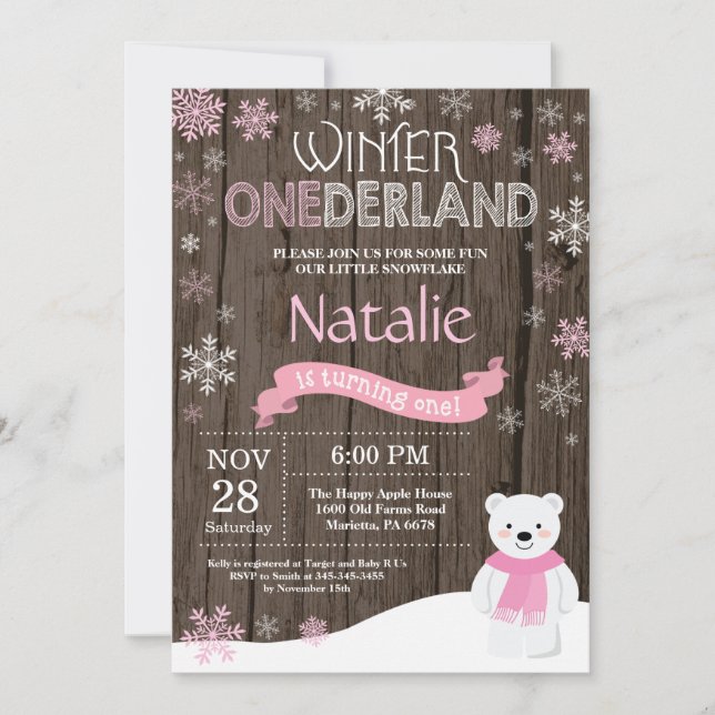 Convite de Aniversário de 1 Ano Onederland de Inve (Frente)