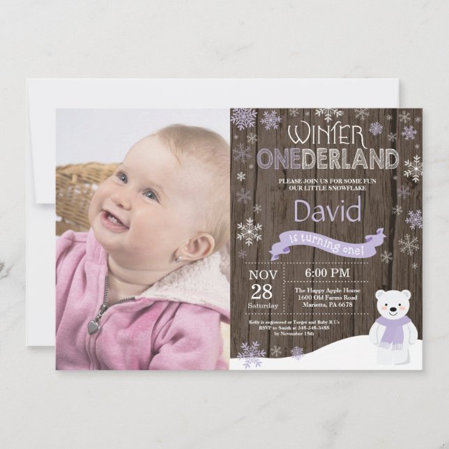 Convite de Aniversário de 1 Ano Onederland de Inve (Frente)