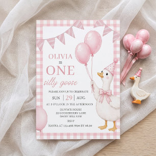 Convite de Aniversário de 1 Ano para Menina Ganso 