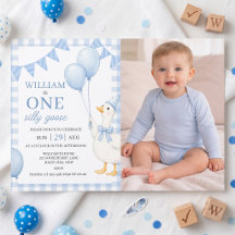 Convite de Aniversário de 1 Ano para Menino Ganso