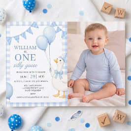 Convite de Aniversário de 1 Ano para Menino Ganso 