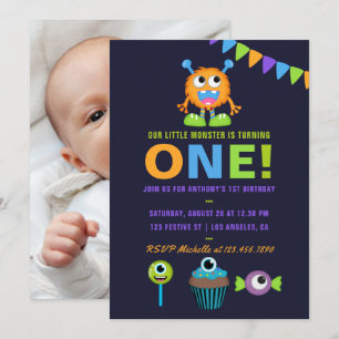 Convite de Aniversário de 1 Ano para Menino Monstr