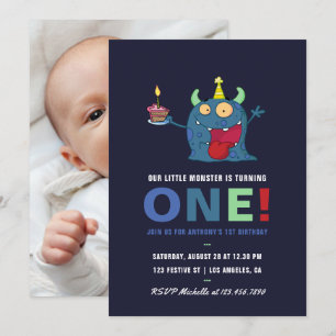 Convite de Aniversário de 1 Ano para Menino Monstr