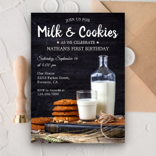 Convite de Aniversário de 1 Ano Rustic Milk and Co