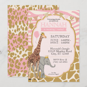 Convite de Aniversário de 1 ano Safari Infantil (r