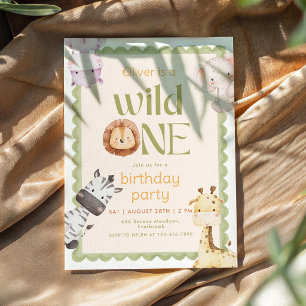 Convite de Aniversário de 1 ano Safari Wild One
