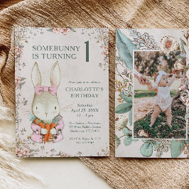 Convite de Aniversário de 1 Ano Somebunny is Turni