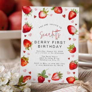 Convite de Aniversário de 1 Ano Sweet Berry