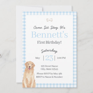 Convite de Aniversário de 1 Ano Tema Cachorro