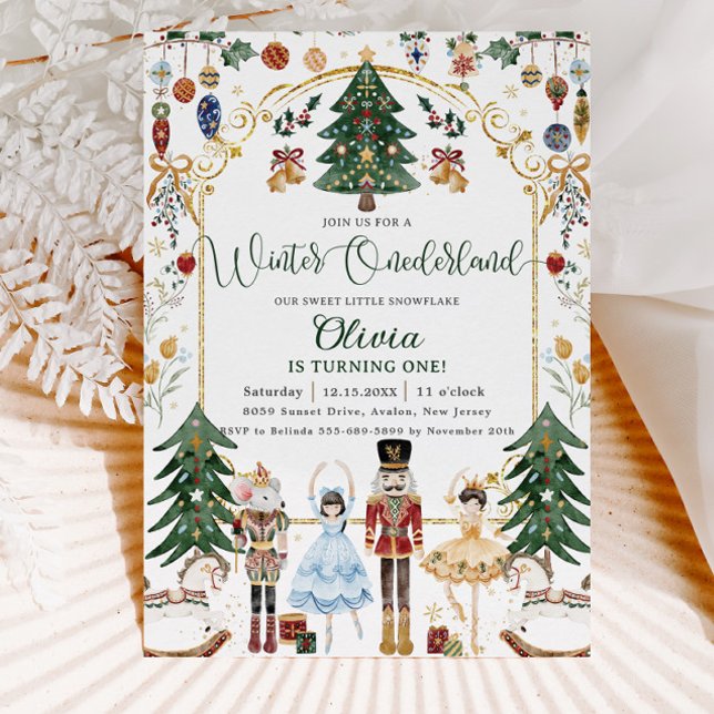 Convite de Aniversário de 1 Ano Vintage Nutcracker (Criador carregado)