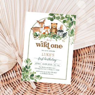 Convite de Aniversário de 1 Ano WIld One Animais d