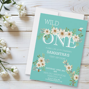 Convite de Aniversário de 1 Ano Wild One Aquarela