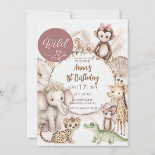 Convite de Aniversário de 1 Ano Wild One   G Safar