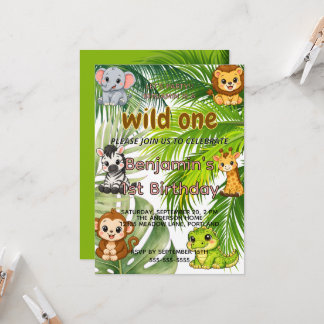 Convite de Aniversário de 1 ano Wild One Safari |