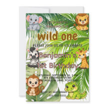 Convite de Aniversário de 1 ano Wild One Safari |