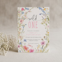 Convite de Aniversário de 1 ano Wild One Wildflowe