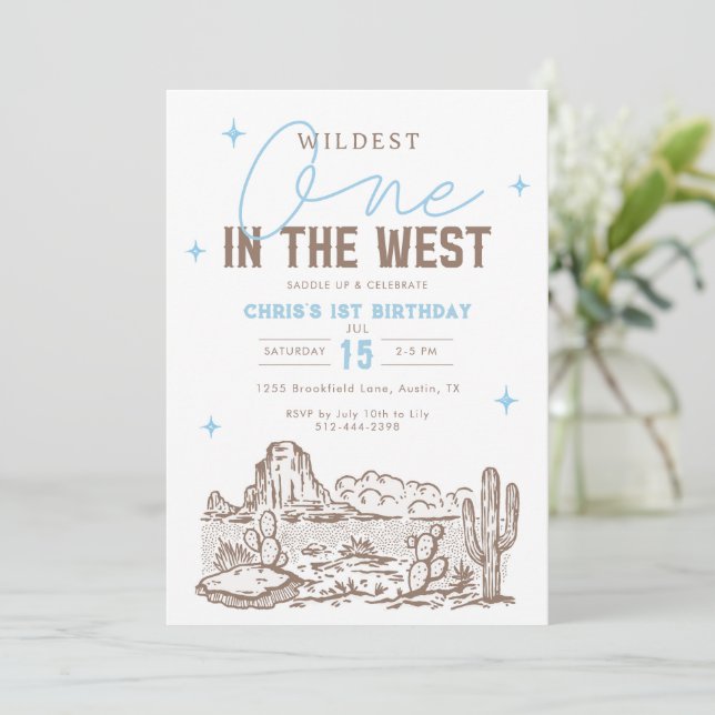 Convite de Aniversário de 1 Ano Wildest One Wester (Em pé/Frente)