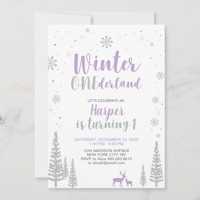 Convite de Aniversário de 1 Ano Winter Onederland  (Frente)