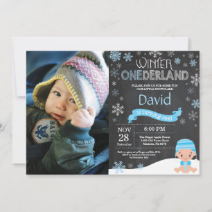 Convite de Aniversário de 1 ano Winter Onederland
