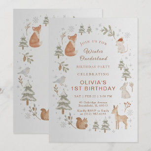 Convite de Aniversário de 1 Ano Winter ONEderland 