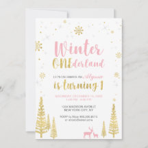 Convite de Aniversário de 1 Ano Winter Onederland 