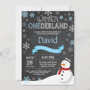 Convite de Aniversário de 1 Ano Winter Onederland