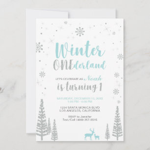 Convite de Aniversário de 1 Ano Winter Onederland 