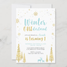 Convite de Aniversário de 1 Ano Winter Onederland 