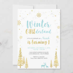 Convite de Aniversário de 1 Ano Winter Onederland