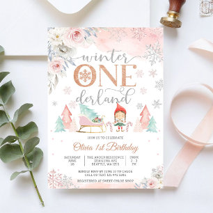 Convite de Aniversário de 1 ano Winter ONEderland